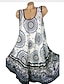 זול שמלות עם הדפס-Women&#039;s Shirt Dress - Floral Gray Purple Khaki XXXL XXXXL XXXXXL