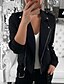 Недорогие Женские пальто и тренчи-Women&#039;s Jacket Daily Shirt Collar Regular Solid Colored White / Black S / M / L / Slim