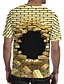 olcso Férfi pólók és atléták-Férfi Extra méret Póló 3D Kollázs Rövid ujjú Felsők Kerek Arany