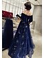 cheap Evening Dresses-A-Line Vintage Inspired Prom Dress V Neck Short Sleeve Floor Length Lace Tulle Velvet with Beading Lace Insert 2020
