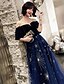 cheap Evening Dresses-A-Line Vintage Inspired Prom Dress V Neck Short Sleeve Floor Length Lace Tulle Velvet with Beading Lace Insert 2020