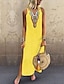 cheap Maxi Dresses-Women&#039;s Plus Size Shift Dress Sleeveless Solid Colored Tribal Split Patchwork V Neck Elegant Boho Belt Not Included Slim Wine White Yellow Green Gray S M L XL XXL XXXL XXXXL XXXXXL / Maxi