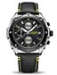 cheap Dress Classic Watches-MEGIR Men&#039;s Dress Watch Quartz Formal Style Modern Style Casual Water Resistant / Waterproof Analog Black / Yellow Black / Red Black / Brown / PU Leather / Calendar / date / day / Three Time Zones