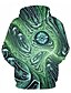 billige Hettegensere og gensere til herrer-Herre Store størrelser Hattetrøje 3D Med hette Fritid Gensere Gensere Løstsittende Grønn