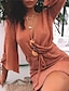 abordables Robes Mini-Femme Robe Pull manche longue Couleur Pleine Col V Ample Blanche Orange Vert S M L XL