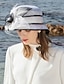 tanie Kapelusze na przyjęcia-Fascynatorzy kapelusze 100% lniany kapelusz typu Bucket melbourne cup elegancki romantyczny ślub z nakryciem głowy z piór