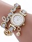 Недорогие Часы-браслеты-мода женщины девушки металлический корпус кожаный горный хрусталь браслет кварцевые элегантные наручные часы
