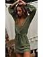 Χαμηλού Κόστους Μίνι Φορέματα-Γυναικεία Φόρεμα πουλόβερ Μακρυμάνικο Μονόχρωμο Λαιμόκοψη V Φαρδιά Λευκό Πορτοκαλί Πράσινο του τριφυλλιού Τ M L XL