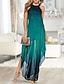 Χαμηλού Κόστους Πάρτι Φορέματα-Γυναικεία Μακρύ φόρεμα Πράσινο του τριφυλλιού Αμάνικο Συνδυασμός Χρωμάτων Σκίσιμο Στρογγυλή Λαιμόκοψη καυτό Κομψό M L XL XXL 3XL / Σιφόν