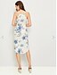 cheap Print Dresses-Women&#039;s Basic Elegant A Line Dress - Floral Split Patchwork Print Strap White Navy Blue S M L XL Belt Not Included