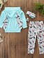 preiswerte Conjuntos de bebé meninas-Baby Girls&#039; Active Basic Cotton Floral Bow Print Long Sleeve Regular Clothing Set Light Blue / Toddler