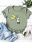 cheap Women&#039;s T-shirts-Women&#039;s T-shirt Cartoon Tops V Neck White Yellow Army Green