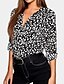 billige Bluser og skjorter til kvinner-Dame Leopard Trykt mønster Skjorte Grunnleggende Avslappet Dagligdagstøy Skjortekrage Lysebrun / Hvit / Svart