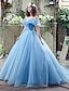 cheap Evening Dresses-Ball Gown Evening Gown Sexy Dress Quinceanera Chapel Train Short Sleeve Off Shoulder Satin with Appliques 2023