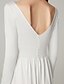 cheap Prom Dresses-A-Line Elegant &amp; Luxurious Elegant Formal Evening Dress Plunging Neck Long Sleeve Floor Length Milk Fiber with Split Front 2020