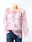 cheap Plus Size Tops-Women&#039;s Daily Plus Size Blouse Floral Print Long Sleeve Tops Cotton Off Shoulder White Blue Blushing Pink