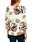 cheap Plus Size Tops-Women&#039;s Floral Patchwork Shirt - Cotton Street chic Daily Wear Street V Neck White / Orange / Navy Blue