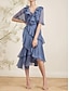 cheap Cocktail Dresses-A-Line Cocktail Dresses Elegant Dress Holiday Asymmetrical Short Sleeve V Neck Chiffon with Pleats Cascading Ruffles 2022 / Cocktail Party / Open Back