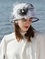 Недорогие Шляпы для вечеринки-Шляпы-чародеи из 100% льна, шляпа-ведро, чашка Мельбурна, элегантная романтическая свадебная шляпа с перьями, головной убор