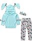preiswerte Conjuntos de bebé meninas-Baby Girls&#039; Active Basic Cotton Floral Bow Print Long Sleeve Regular Clothing Set Light Blue / Toddler
