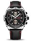 cheap Dress Classic Watches-MEGIR Men&#039;s Dress Watch Quartz Formal Style Modern Style Casual Water Resistant / Waterproof Analog Black / Yellow Black / Red Black / Brown / PU Leather / Calendar / date / day / Three Time Zones