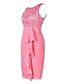 Χαμηλού Κόστους Φορέματα Ξεχωριστών Γεγονότων-Women&#039;s Bodycon Beige Gray Sleeveless Solid Colored Paisley Ruched Lace Round Neck Elegant S M L XL XXL 3XL 4XL 5XL / Plus Size