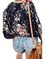 billige Bluser og skjorter til kvinner-Dame Blomstret Trykt mønster Skjorte Grunnleggende Dagligdagstøy V-hals Hvit / Svart / Blå / Regnbue