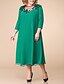 cheap Mother of the Bride Dresses-A-Line Mother of the Bride Dress Plus Size Jewel Neck Tea Length Chiffon 3/4 Length Sleeve with Appliques 2021