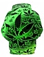 Χαμηλού Κόστους Ανδρικά πουλόβερ φούτερ-Ανδρικά Γιούνισεξ Φούτερ με Κουκούλα Φούτερ πουλόβερ με κουκούλα και πουλόβερ Μαύρο Πράσινο Βυσσινί Πράσινο του τριφυλλιού Με Κουκούλα Δένδρα / φύλλα 3D Πάρτι Καθημερινά Αργίες 3D εκτύπωση