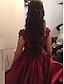 billige Aftenkjoler-A-Line Luxurious Floral Prom Formal Evening Dress Off Shoulder Short Sleeve Floor Length Satin with Beading Appliques 2022