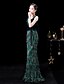 お買い得  イブニングドレス-Mermaid / Trumpet Spaghetti Strap Floor Length Sequined / Velvet Elegant / Sparkle &amp; Shine Formal Evening Dress with Sash / Ribbon / Sequin 2020