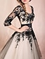 preiswerte Cocktailkleider-A-Linie Cocktailkleider Elegant Kleid Verlobung Abiball Knöchellänge Halbe Ärmel U-Ausschnitt Spitze mit Applikationen 2024