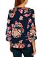 cheap Plus Size Tops-Women&#039;s Floral Patchwork Shirt - Cotton Street chic Daily Wear Street V Neck White / Orange / Navy Blue