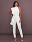cheap Women&#039;s Jumpsuits-Women&#039;s Basic Elegant Sexy Party Daily Holiday Halter Neck 2023 White Black Royal Blue Jumpsuit Solid Color Backless
