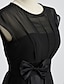 cheap Bridesmaid Dresses-Ball Gown / A-Line Jewel Neck Knee Length Chiffon / Satin Bridesmaid Dress with Sash / Ribbon / Bow(s)