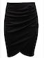 Χαμηλού Κόστους Γυναικείες Φούστες-Γυναικεία Εφαρμοστό Φούστες - Μονόχρωμο Σουρωτά Πορτοκαλί Θαλασσί Μαύρο Τ M L / Λεπτό