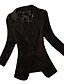 ieftine Sacouri și costume de damă-Pentru femei Rever Clasic Blazer Mată Primăvară Iarnă Dantelă Alb / Negru / Galben S / M / L / Zvelt