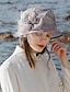 cheap Party Hats-Fascinators Hats 100% Linen Bucket Hat Melbourne Cup Elegant Romantic Wedding With Feather Headpiece Headwear