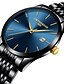 رخيصةأون Watches-Men&#039;s Steel Band Watches Quartz Stainless Steel Water Resistant / Waterproof Calendar / date / day Analog Minimalist - Black Silver
