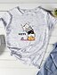 baratos T-Shirts de mulher-Mulheres Camiseta Básico Estampado, Animal / Desenho Animado / Letra Algodão Solto Roxo