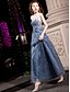 economico Prom Dresses-A-Line Elegant &amp; Luxurious Sparkle &amp; Shine Prom Dress Jewel Neck Sleeveless Floor Length Satin Tulle with Beading Appliques 2020