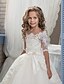 cheap Flower Girl Dresses-Ball Gown Floor Length Flower Girl Dresses Christmas Cotton / nylon with a hint of stretch Half Sleeve Boat Neck with Lace