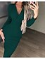 cheap Women&#039;s Dresses-Women&#039;s Bodycon Long Sleeve Solid Colored Deep V Red Green Beige S M L XL XXL