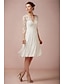 Χαμηλού Κόστους Νυφικά Φορέματα-Γραμμή Α Φορεματα για γαμο Λαιμόκοψη V Μέχρι το γόνατο Σιφόν Δαντέλα 3/4 Μήκος Μανικιού Ρομαντικό Παραλία Μικρά Άσπρα Φορέματα Μανίκι ψευδαίσθησης με 2022