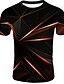 baratos Geométrico-Homens Camiseta Camisa Social Gráfico Abstrato Decote Redondo Laranja Casual Diário Manga Curta Imprimir Roupa Básico / Verão / Verão