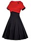 cheap Vintage Dresses-Women&#039;s Swing Dress Short Sleeve Polka Dot Vintage Cotton Black Red Fuchsia S M L XL XXL 3XL