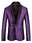 cheap Men&#039;s Trench Coat-Men&#039;s V Neck Blazer Floral Purple US32 / UK32 / EU40 / US34 / UK34 / EU42 / US36 / UK36 / EU44