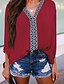 cheap Women&#039;s Blouses &amp; Shirts-Women&#039;s Blouse Striped Color Block Patchwork Long Sleeve Loose Tops Chiffon Boho V Neck Blue Purple Red