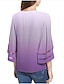 abordables Női blúzok és ingek-Women&#039;s Color Block Patchwork Loose Shirt Basic Daily Wear V Neck Blue / Purple / Red