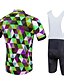 baratos Conjuntos de Roupa de Homem-21Grams Homens Mulheres Camisa com Bermuda Bretelle Manga Curta Ciclismo de Montanha Ciclismo de Estrada Verde Roxo Amarelo Losango Tamanho Grande Moto Calções Bibes Camisa / Roupas Para Esporte